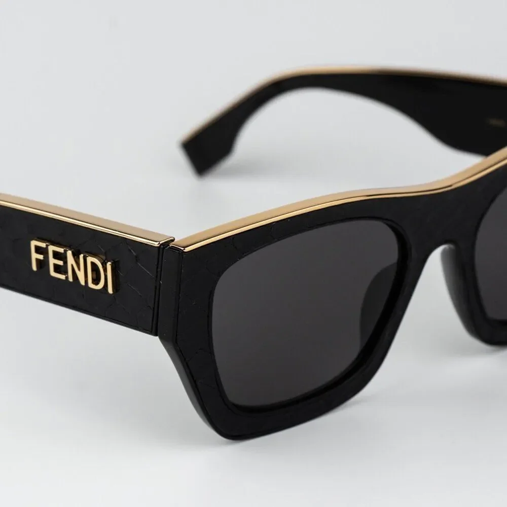 Fendi LEATHER LIMITED EDITION Men Sunglasses Square Black Grey FE40126I 01A